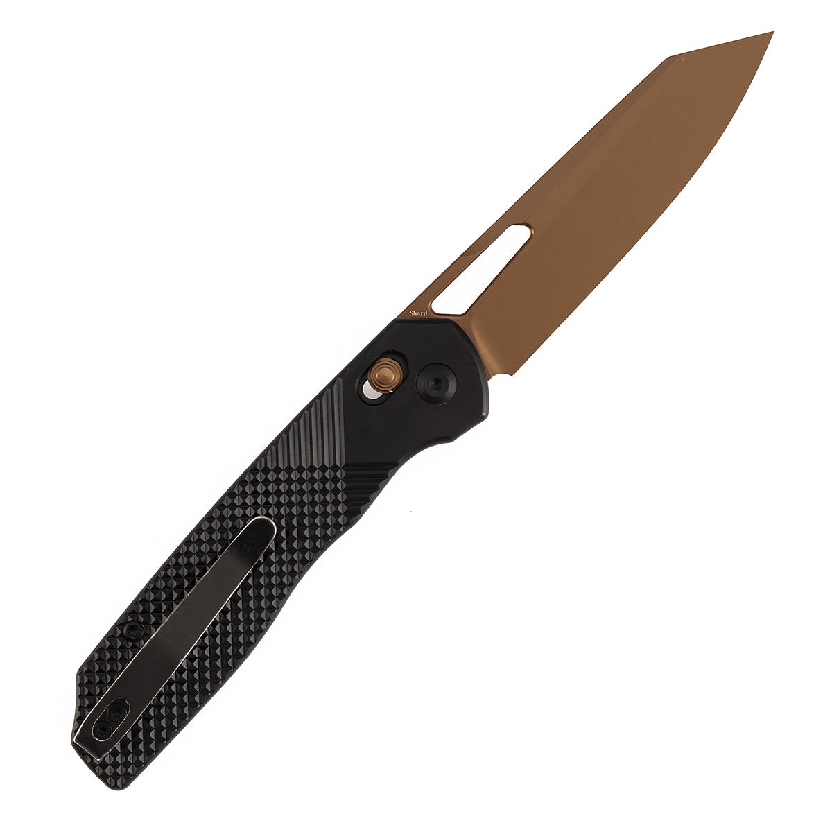 Tenable Shard T1006V10 Rose Gold 14C28N Blade Black Aluminum Handle Crossbar Lock Folding Knife