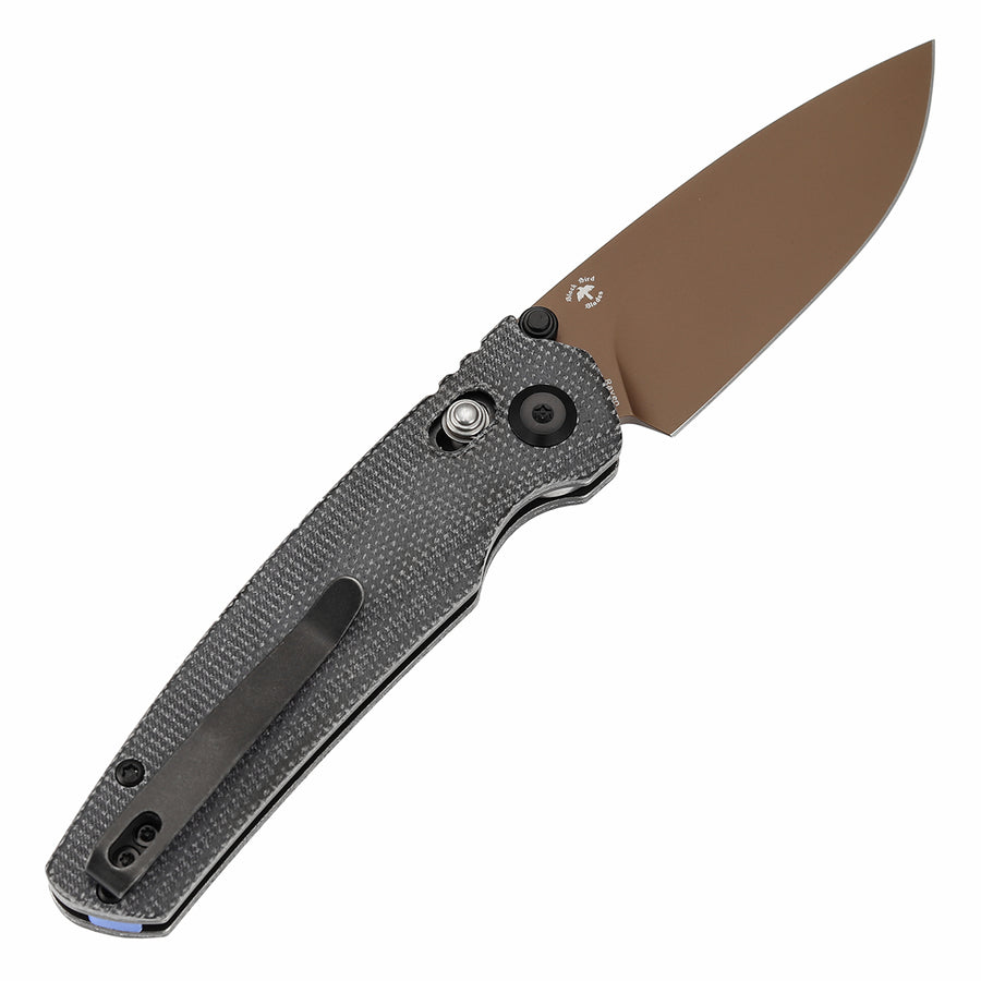 Tenable Raven T2109V6 14C28N Blade Black Micarta Handle Cross Bar Lock Folding Knife