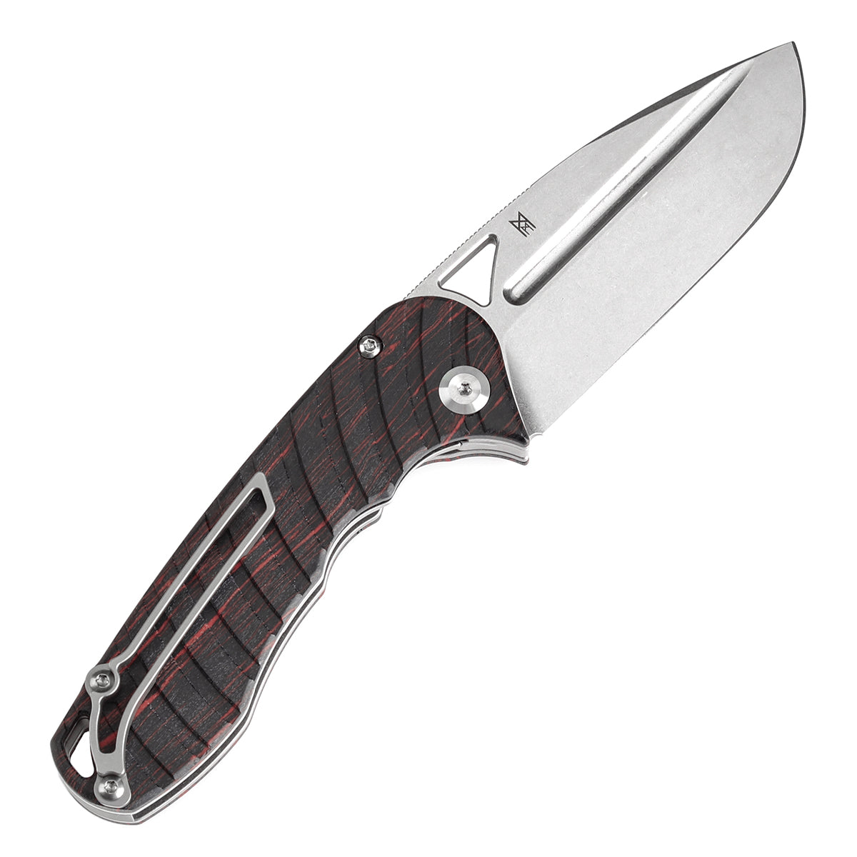 Tenable Bömbur T1054C1 Stonewashed D2 Blade Black and Red G-mascus Handle Liner Lock Folding Knife