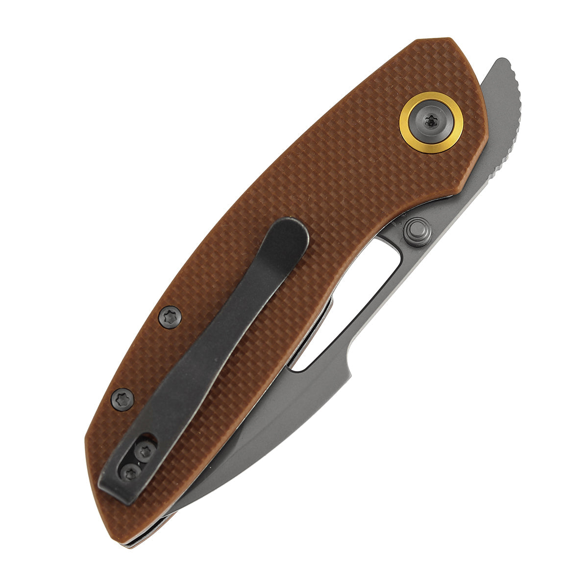 Tenable Link B1068A2 Gray TiCn Coated 14C28N Blade Brown G10 Handle Liner Lock Folding Knife