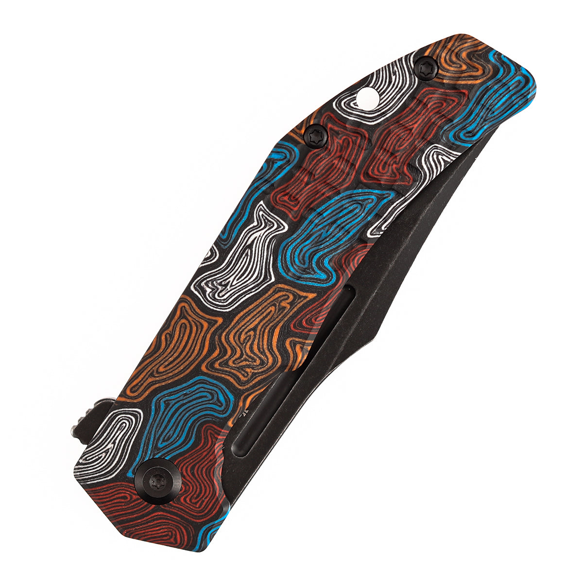 Tenable Orion B1089A7 Blackwashed 14C28N Blade Multi-color Topo G-mascus Handle Liner Lock Folding Knife