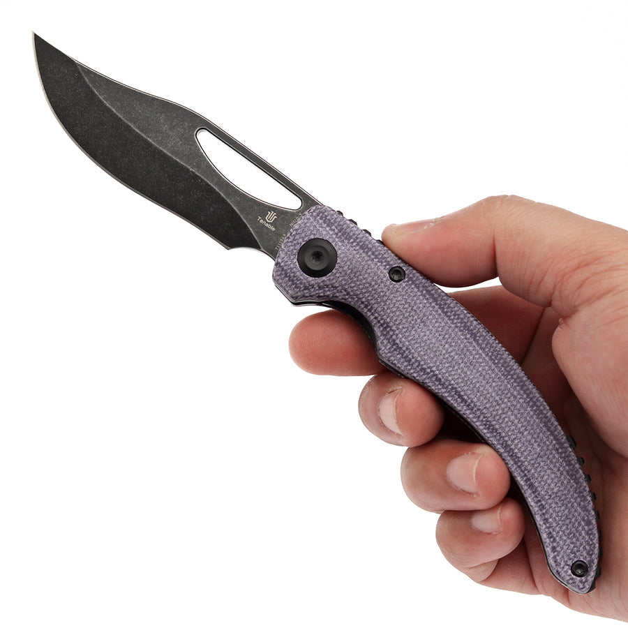 Tenable Gideon T1119A4 Blackwash Nitro V Blade Purple Micarta Handle Liner Lock