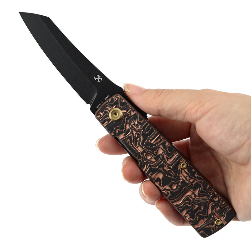 Kansept Higonokami T2135A2 154CM Blade Copper Carbon Fiber Handle Liner Lock Folding Knife