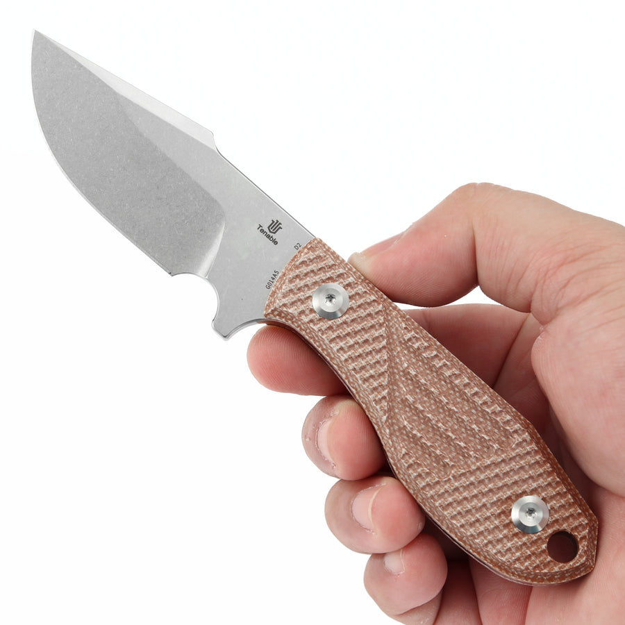 Tenable Tiny Dancer G014A5 D2 Blade Brown Micarta Handle Fixed Blade