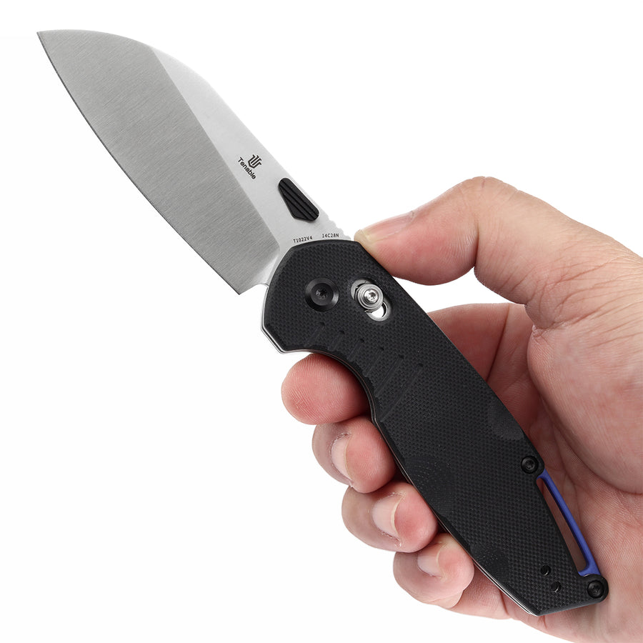 Tenable Knives Model 6 T1022V4 14C28N Blade Black G10 Handle Cross Bar Lock