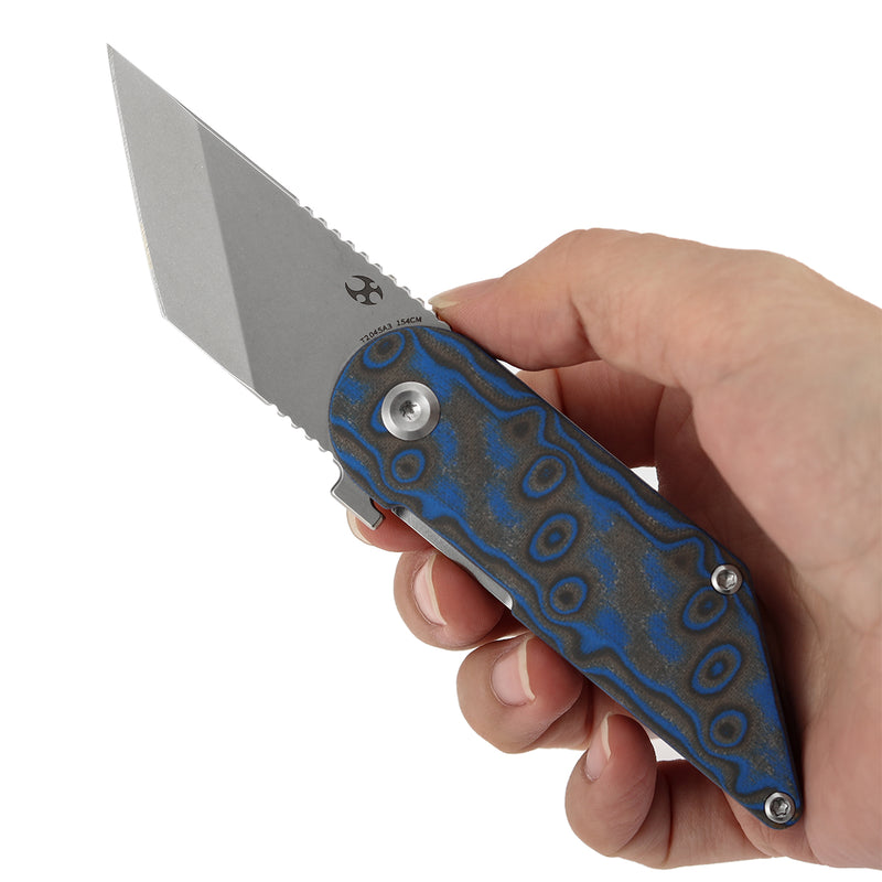 Kansept Dash T2045A3 154CM Blade Blue & Yellow Vortex Micarta Handle Liner Lock Folding Knife