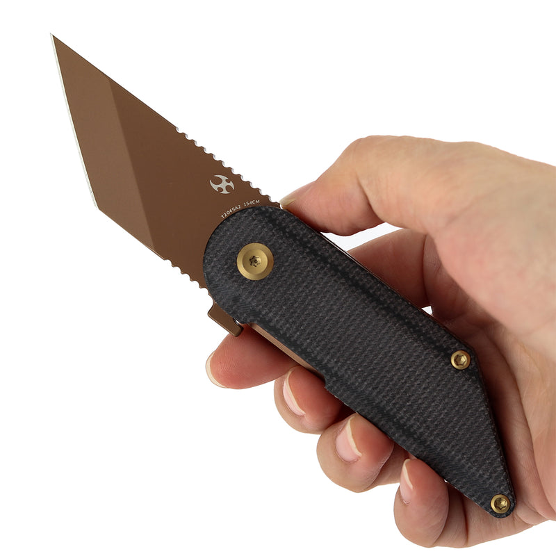 Kansept Dash T2045A2 Rose Gold Coated 154CM Blade Black Micarta Handle Liner Lock Folding Knife