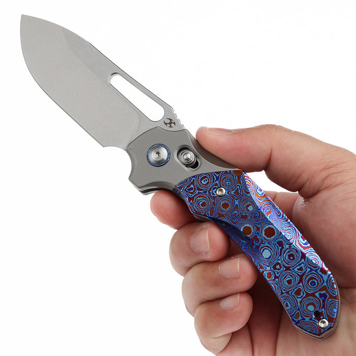 KANSEPT Quasar K1099V4 CPM 20CV Blade Titanium and Timascus Handle Cross Bar Lock