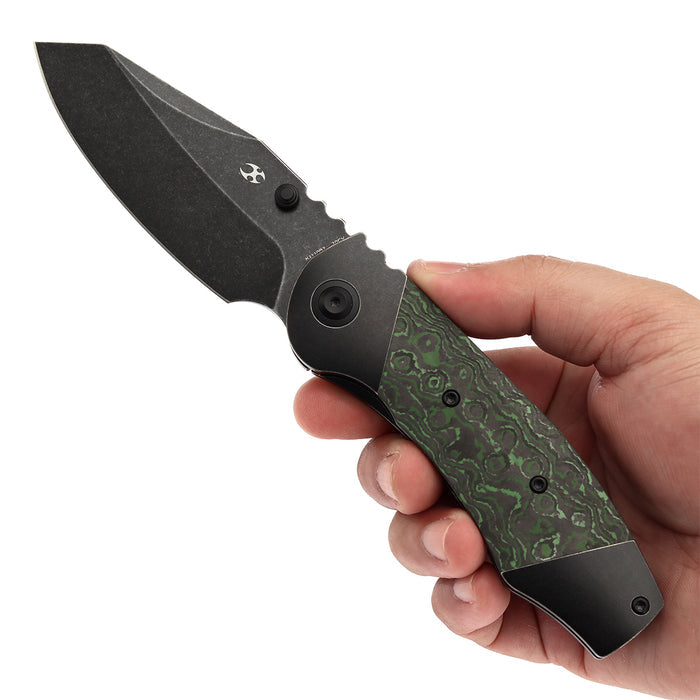 KANSEPT Caveman K1110B2 CPM 20CV Blade Titanium with Jungle Wear Fatcarbon Handle Frame Lock