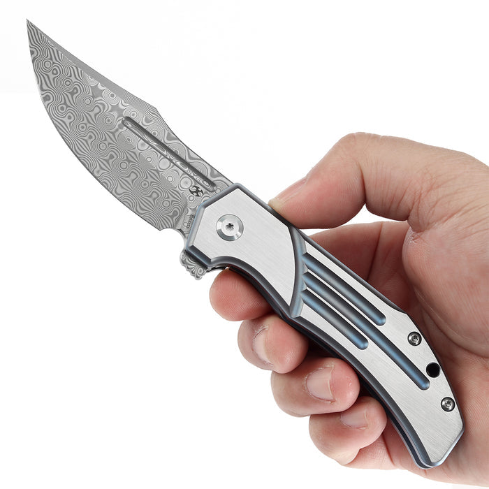Kansept Orion K1089B2 Damascus Blade Titanium Handle JB Stout Design