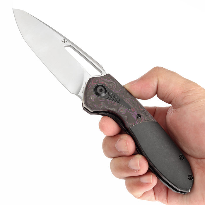KANSEPT Thoth K1075T1 CPM 20CV Blade Titanium and Purple Haze Carbon Fiber Handle Bolster Lock