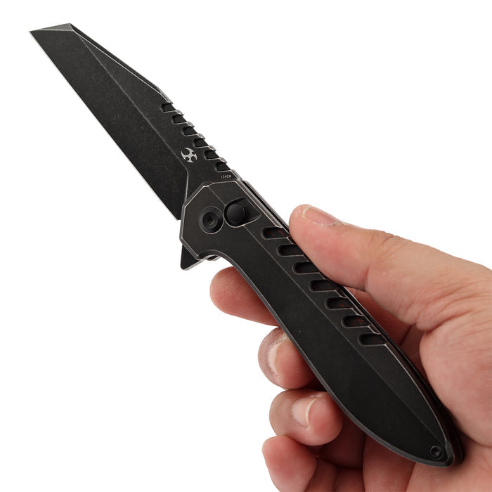 Kansept Kosame T1093F5 154CM Blade Blackwash Titanium with Black & Red G-mascus Button Lock