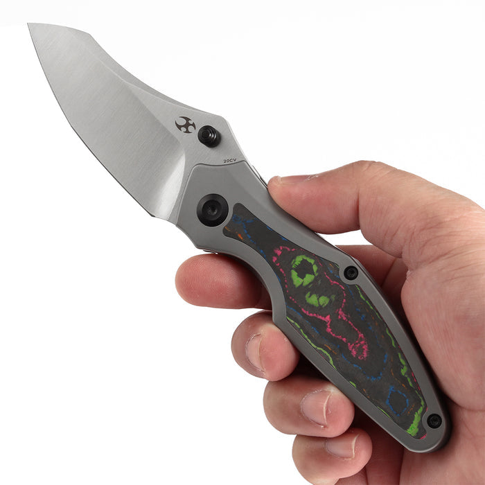 KANSEPT Baba Yaga K1074A4 CPM 20CV Blade Titanium with 80S Camo Carbon Inlay Handle Frame Lock