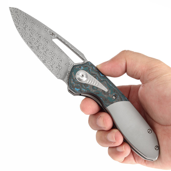 KANSEPT Thoth K1075A2 CPM 20CV Blade Titanium and 80S Camo Carbon Handle Bolster Lock