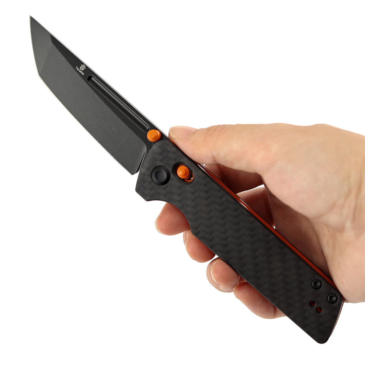 Tenable Anomaly B2038V4 Blackwash Nitro-V Blade Twill Carbon Fiber & G10 Handle Crossbar Lock Folding Knife