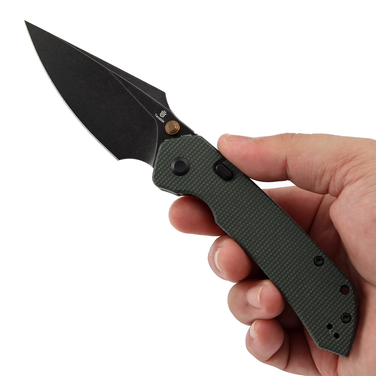 Tenable Fenrir B1034H4 Nitro-V Blade Green Micarta Handle Top Liner Lock Folding Knife