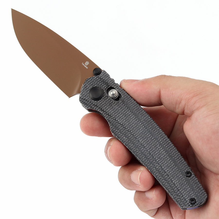 Tenable Raven T2109V6 14C28N Blade Black Micarta Handle Cross Bar Lock Folding Knife