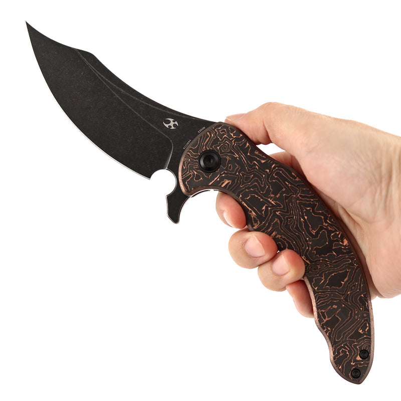 Kansept Gilgamesh K1128A4 CPM-S35VN Blade Carbon Fiber And Titanium Handle Frame Lock Folding Knife