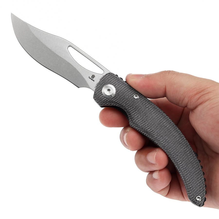 Tenable Gideon T1119A1 Stonewashed Nitro-V Blade Black Micarta Handle Liner Lock