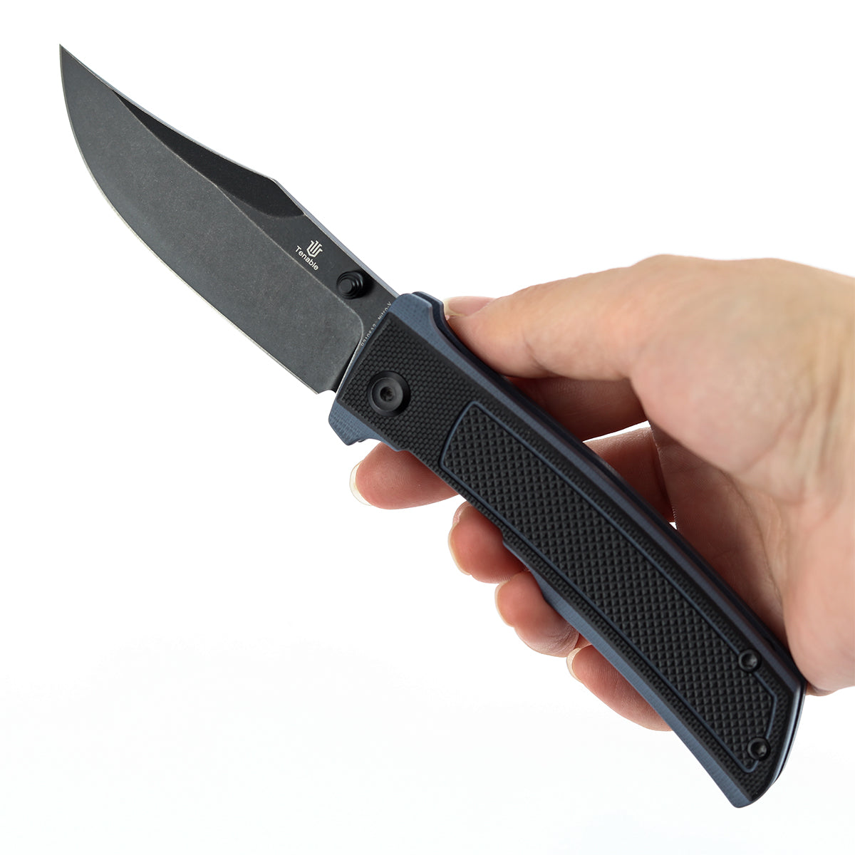 Tenable Bison B2108A2 Blackwash Nitro-V Blade Black and Gray G10 Handle Liner Lock Folding Knife