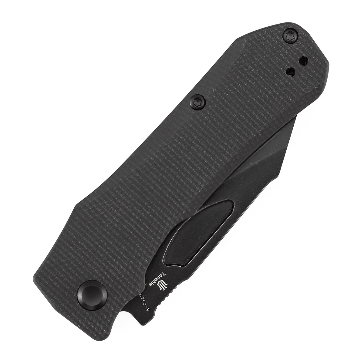 Tenable Loki B1058A1 Blackwash Nitro-V Blade Black Micarta Handle Liner Lock Folding Knife