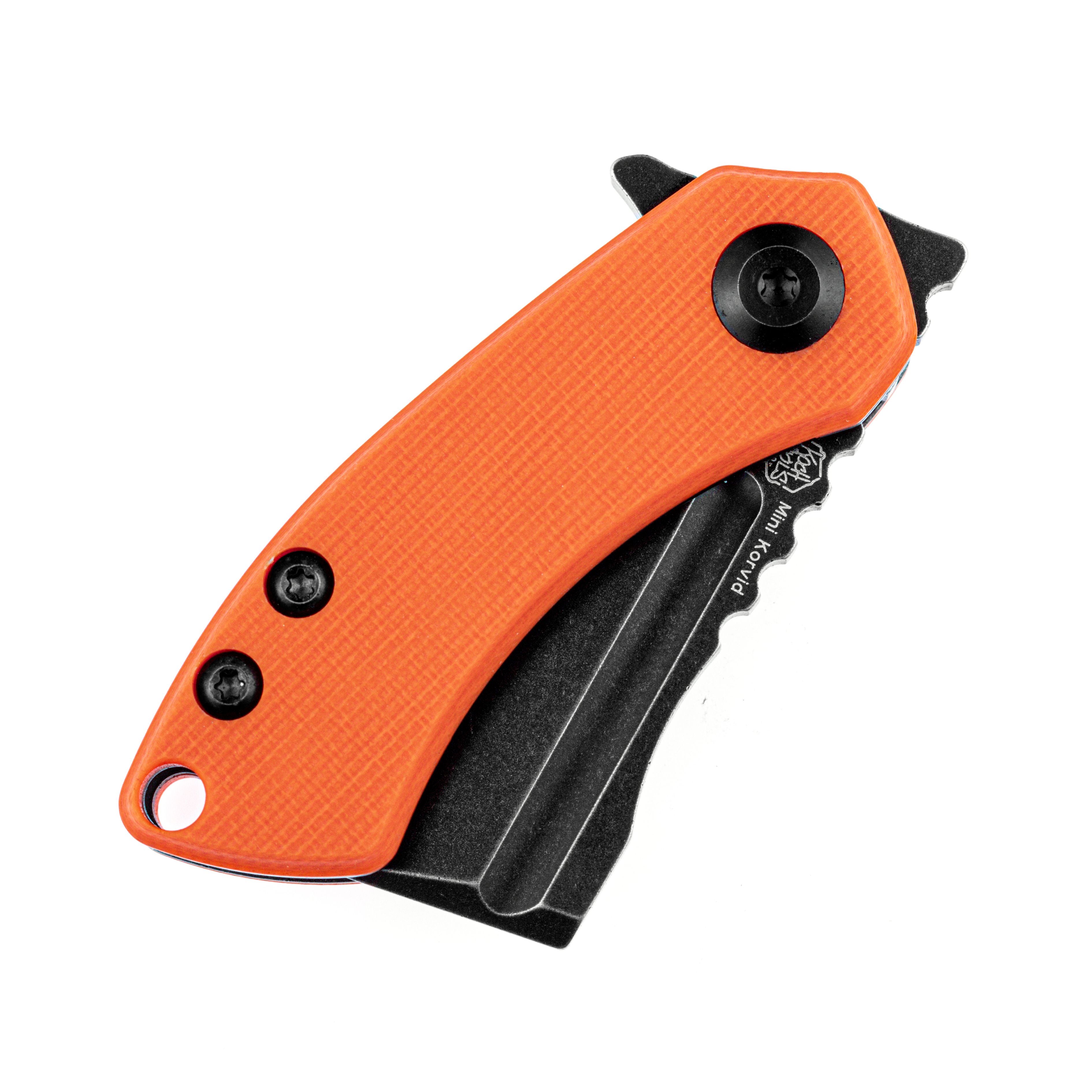 Kansept Knives T3030A7 Mini Korvid 154CM Blade Orange G10 Handle Liner Lock Edc Knives