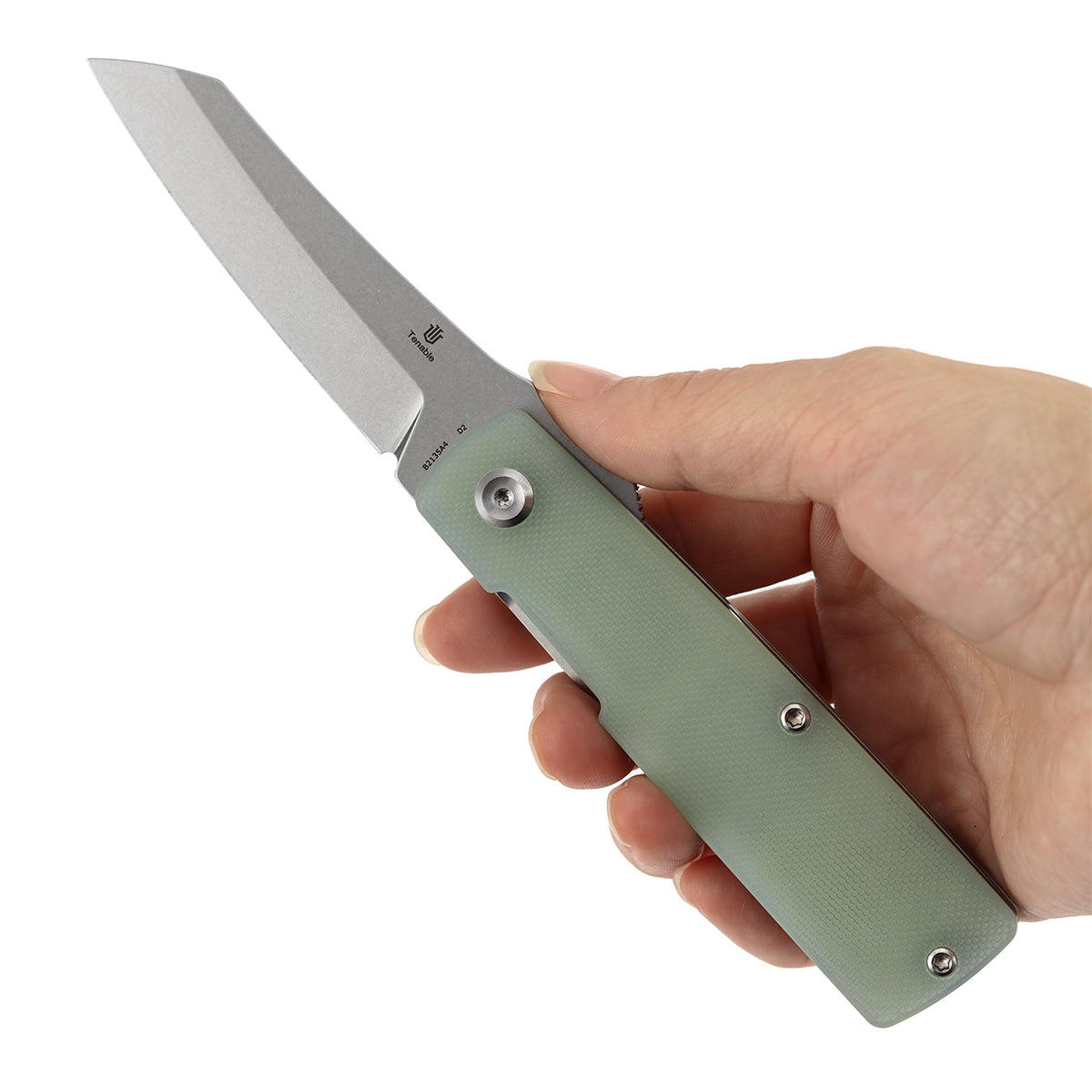 Tenable Higonokami B2135A4 Stonewashed D2 Blade Jade G10 Handle Liner Lock Folding Knife