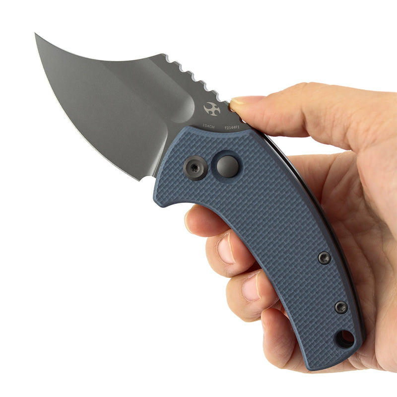 Kansept Wasp T2144F1 Gray TiCn Coated 154CM Blade Light Gray G10 Handle Button Lock Folding Knife