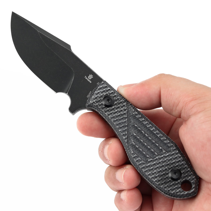 Tenable Tiny Dancer G014A4 Blackwash D2 Blade Black Micarta Handle Fixed Blade