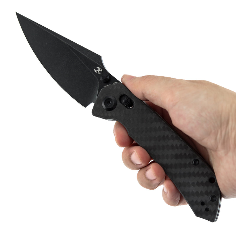 KANSEPT Fenrir K1034V5 CPM-S35VN Blade Twill Cabrbon Fiber Handle Crossbar Lock Knife
