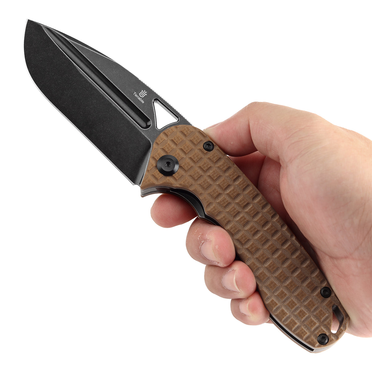 Tenable Bömbur T1054A2 Blackwash D2 Blade Brown G10 Handle Liner Lock Folding Knife