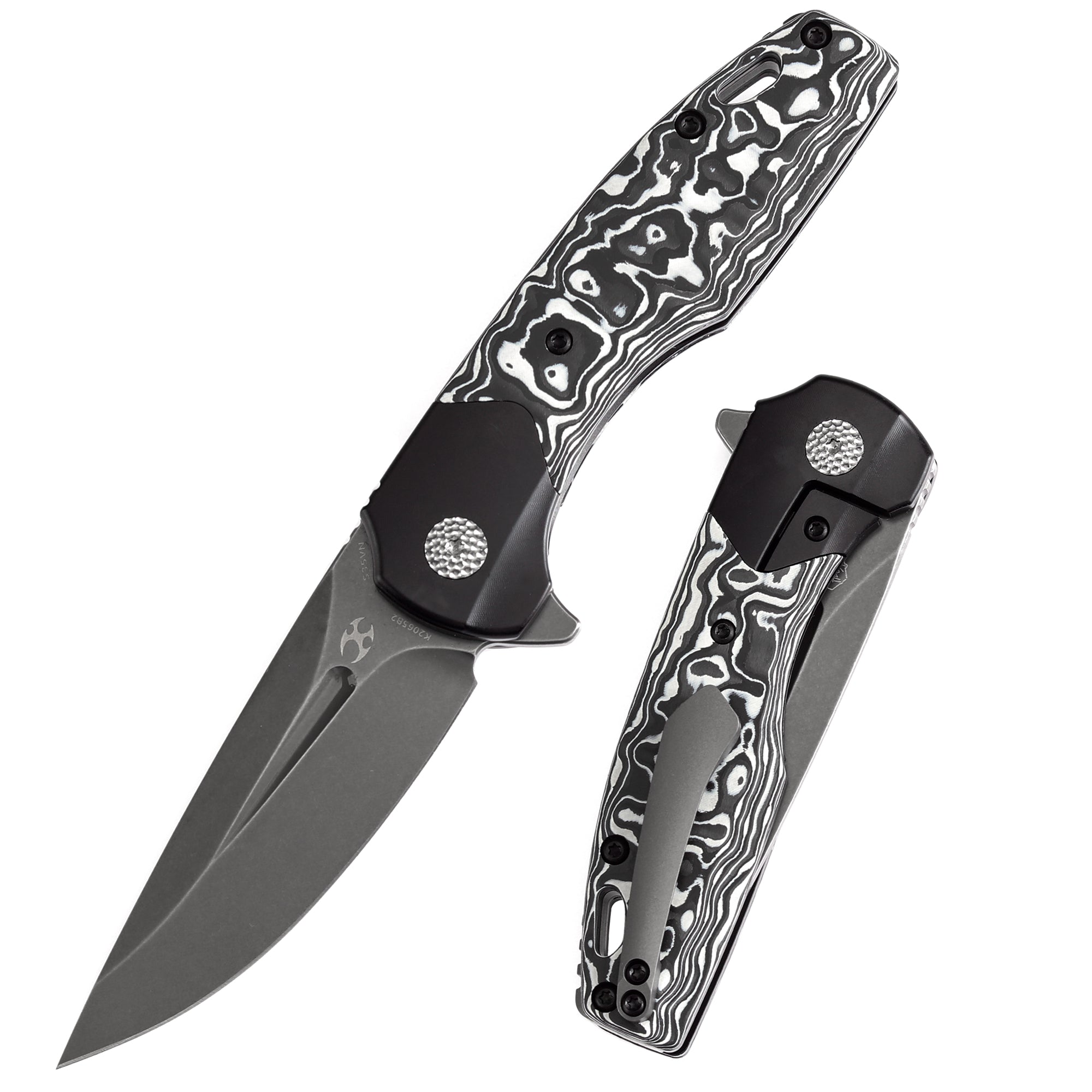 Kansept Cassowary K2065B2 Grey CPM-S35VN Blade Titanium+Carbon Fiber Handle Edc Flipper Knife
