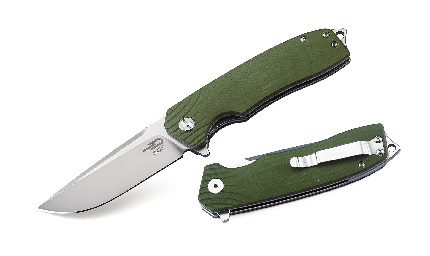 Bestech Lion BG01B D2 Blade Army Green G10 Handle Liner Lock Folding Knife