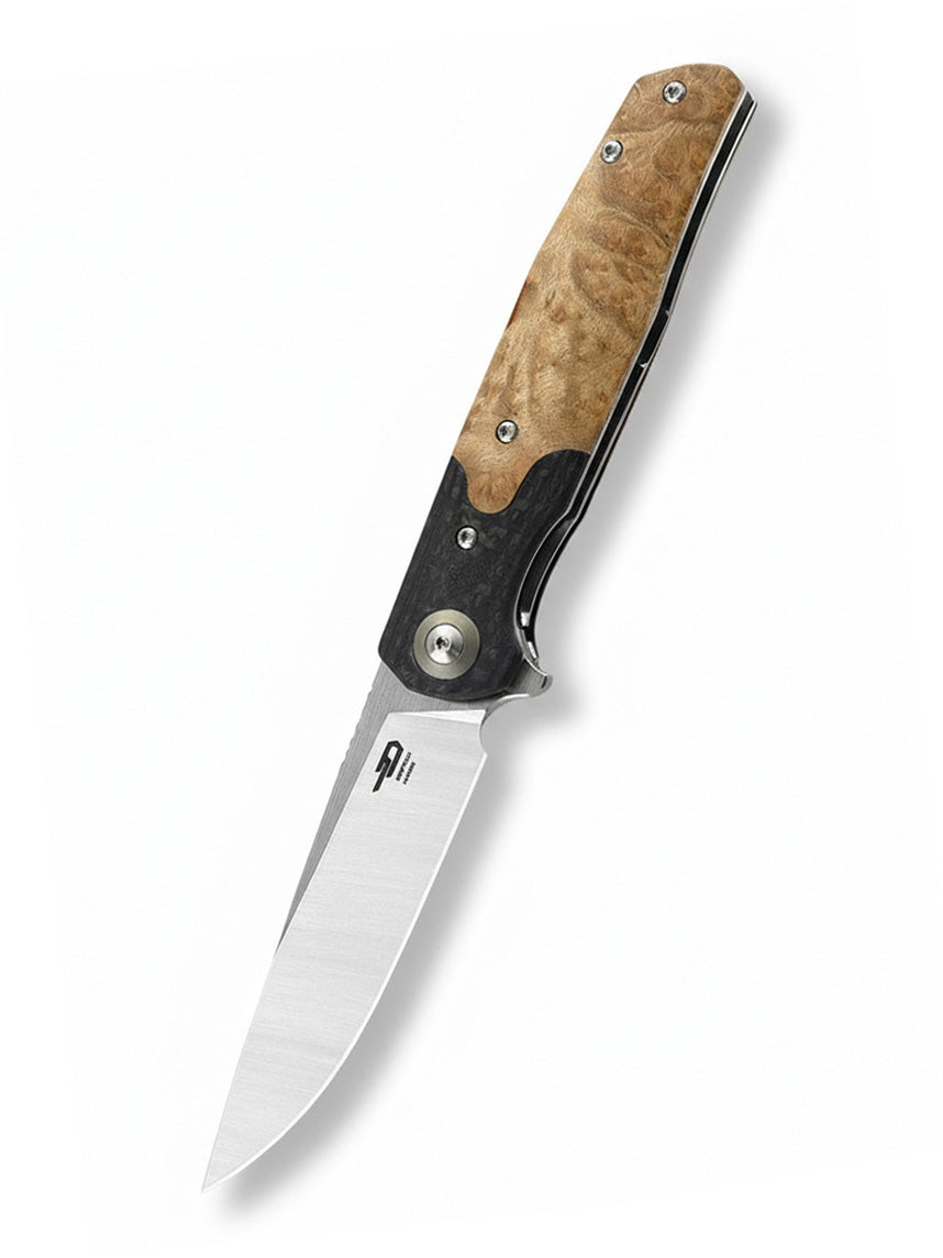 Bestech Ascot BG19D 14C28N Blade Carbon Fiber+G10+Wood Handle Liner Lock Folding Knife