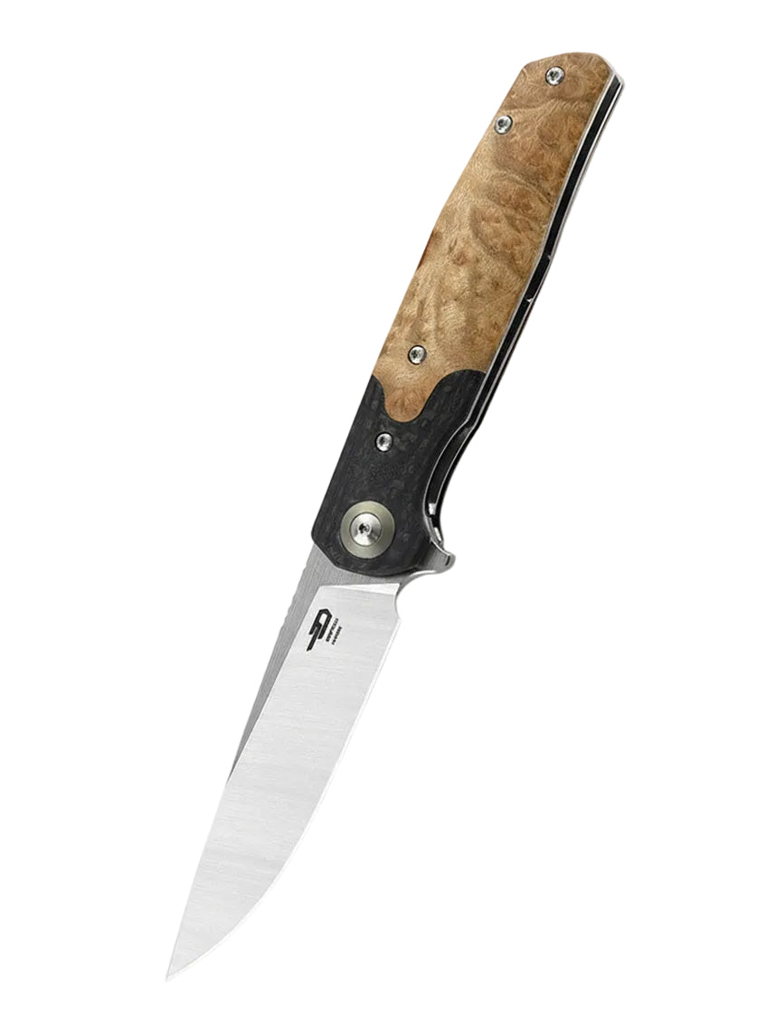 Bestech Ascot BG19D 14C28N Blade Carbon Fiber+G10+Wood Handle Liner Lock Folding Knife