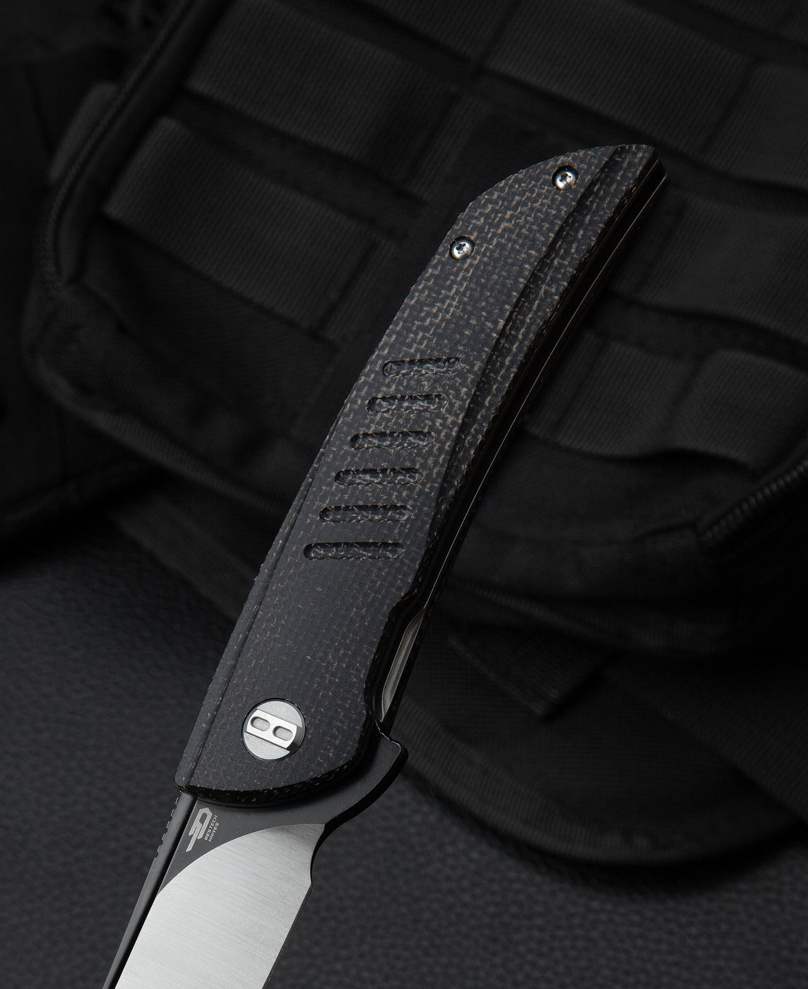 Navaja plegable Bestech Swift BG30B-2, hoja D2, mango Micarta negro, bloqueo Liner Lock