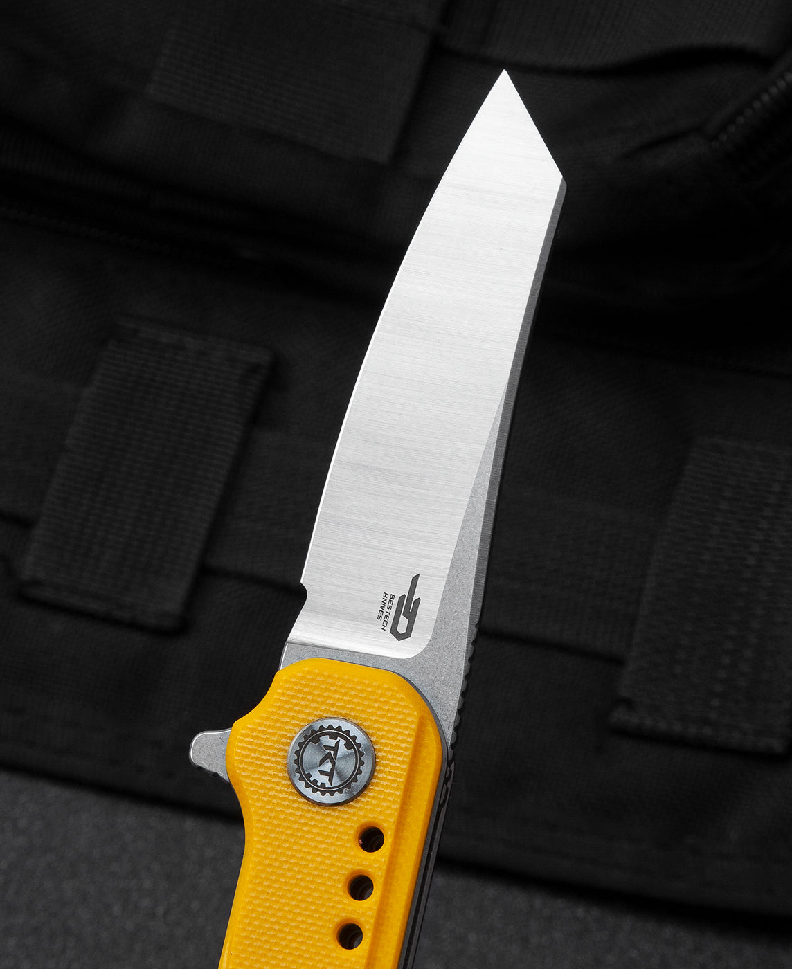 Bestech Syntax BG40B 14C28N Blade Yellow G10 Handle Liner Lock Folding Knife