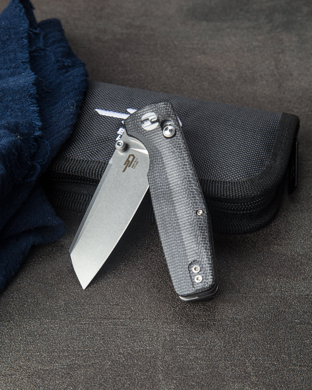 Bestech Slasher BG43A-1 D2 Blade Micarta Handle Crossbar Lock Folding Knife