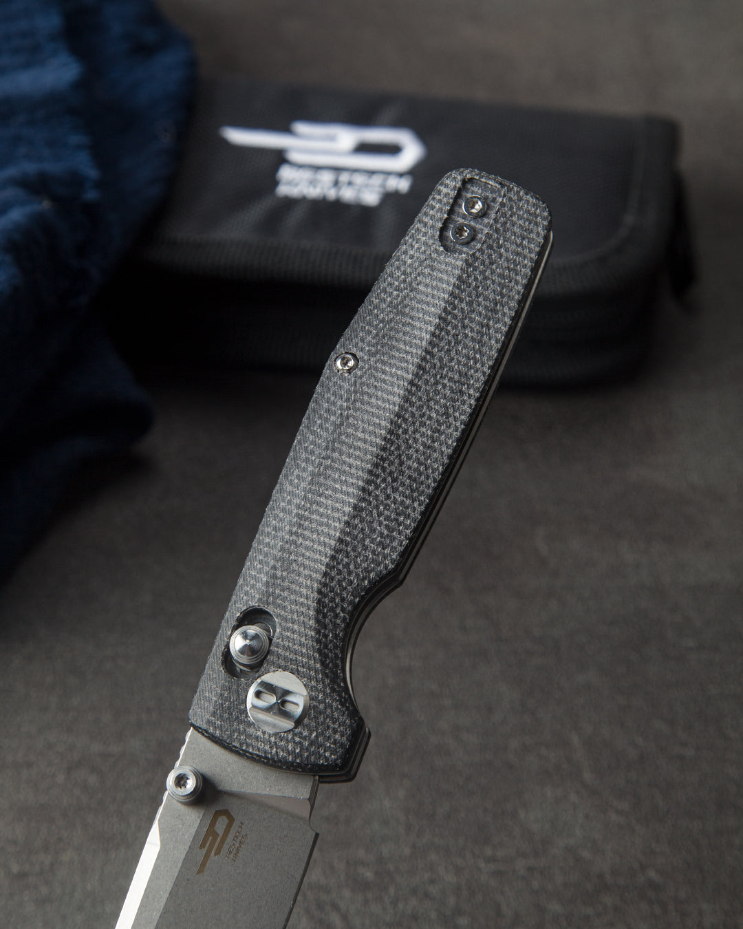 Bestech Slasher BG43A-1 D2 Blade Micarta Handle Crossbar Lock Folding Knife