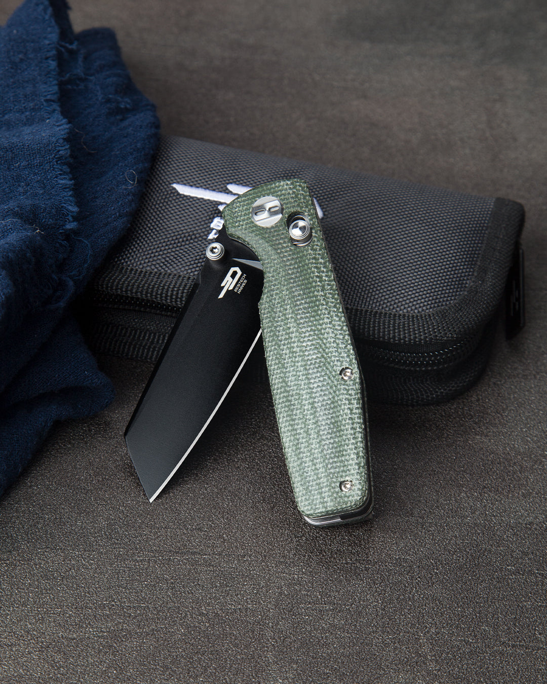 Bestech Slasher BG43B-2 D2 Blade Micarta Handle Crossbar Lock Folding Knife