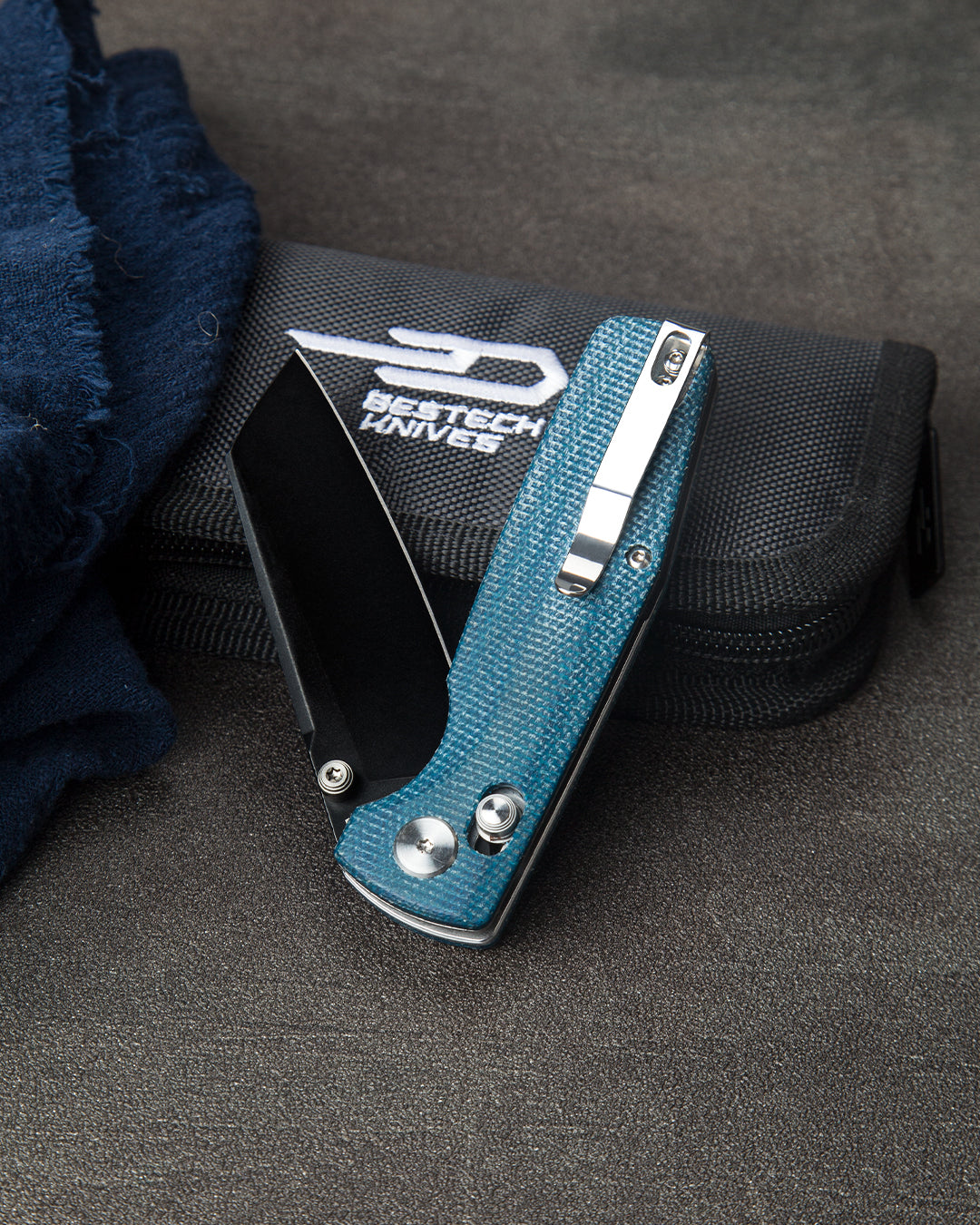 Bestech Slasher BG43C-2 D2 Blade Micarta Handle Crossbar Lock Folding Knife