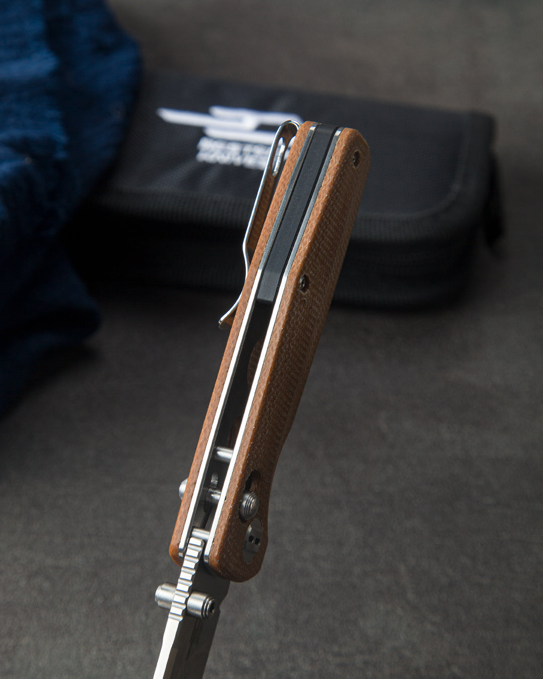 Bestech Slasher BG43D D2 Blade Micarta Handle Crossbar Lock Folding Knife