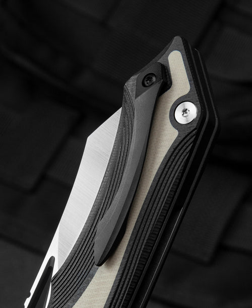 Bestech Kasta BG45B 154CM Blade Black and Beige G10 Handle Liner Lock Folding Knife