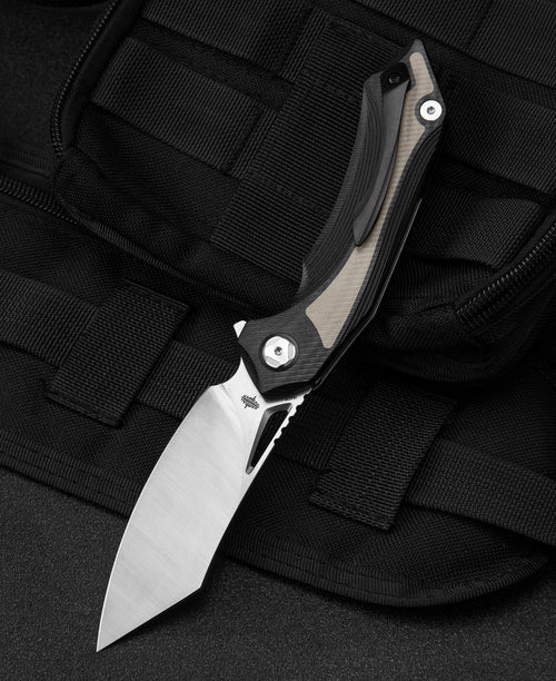 Bestech Kasta BG45B 154CM Blade Black and Beige G10 Handle Liner Lock Folding Knife