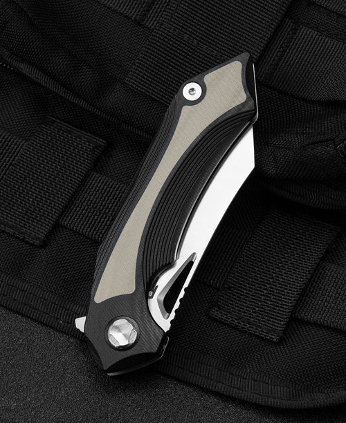 Bestech Kasta BG45B 154CM Blade Black and Beige G10 Handle Liner Lock Folding Knife