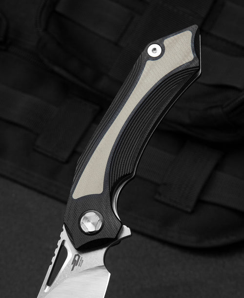 Bestech Kasta BG45B 154CM Blade Black and Beige G10 Handle Liner Lock Folding Knife