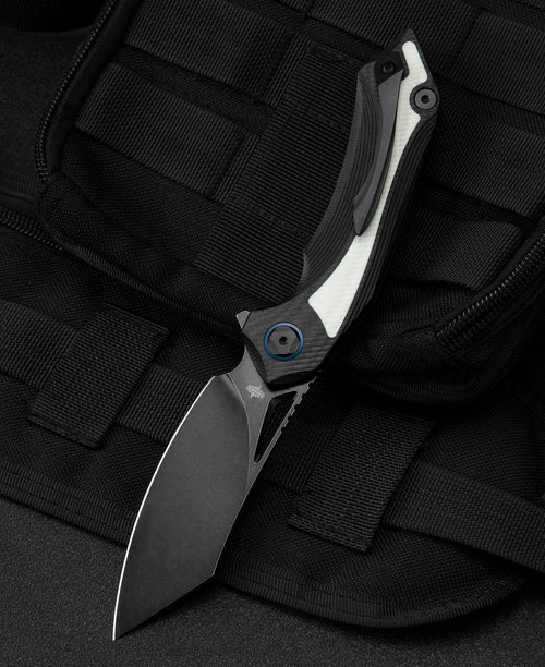 Bestech Kasta BG45D 154CM Blade Black and white G10 Handle Liner Lock Folding Knife