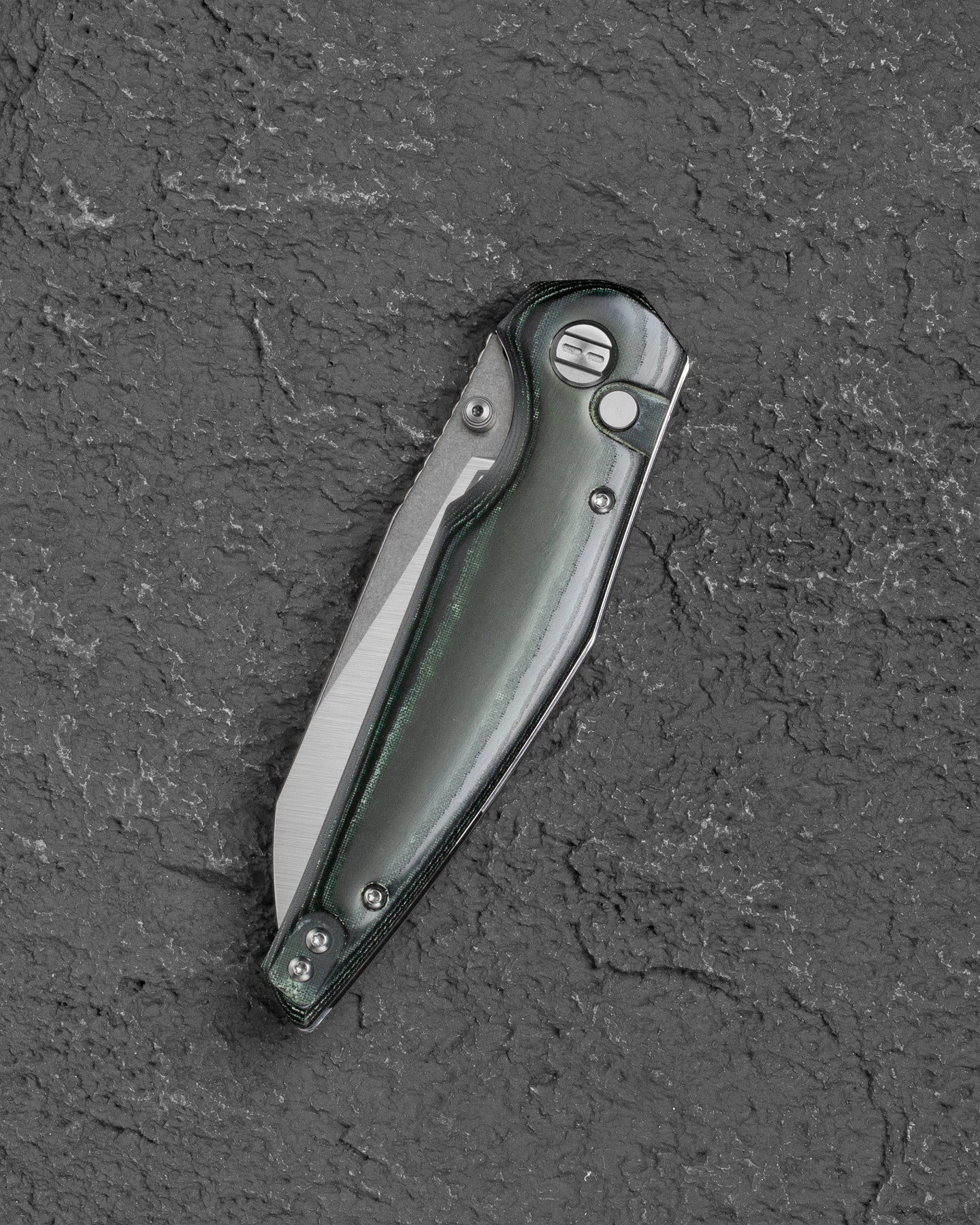 Bestech Snakebird BG58A 14C28N Blade Green Micarta Handle Button Lock Folding Knife