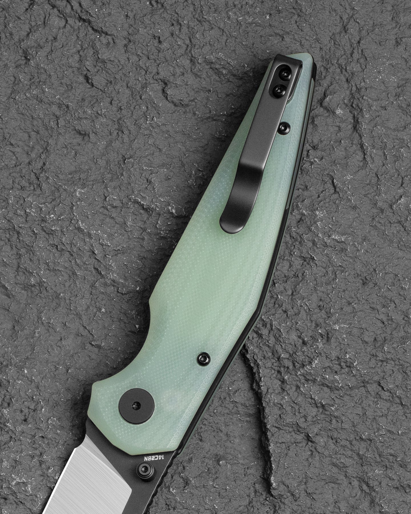 Bestech Snakebird BG58D 14C28N Blade Transparent G10 Handle Button Lock Folding Knife