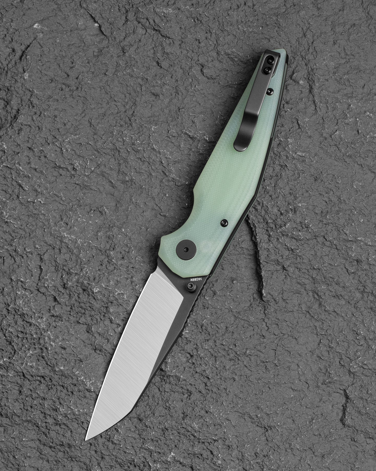 Bestech Snakebird BG58D 14C28N Blade Transparent G10 Handle Button Lock Folding Knife